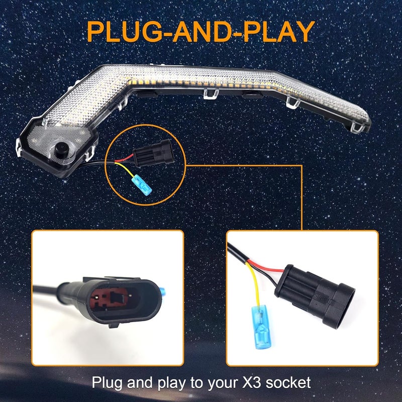 Tavaray X3 Fang Lights – LED White DRL & Amber Turn Signal, Street Legal Front Signature Accent Lights Compatible with Can Am Maverick X3 XDS XRS Max Turbo R 2017 2018 2019 2020 2021 2022 2023 - Image 4